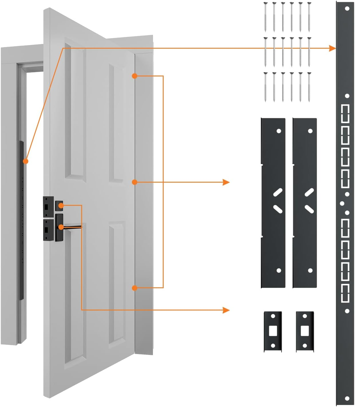 Door Frame Reinforcement Kit, anti Kick Strike in Door Security, Black
