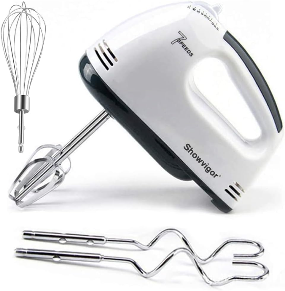 Electric Hand Mixer - 7 Adjustable Speed 180W Handheld Mixer Electric Whisk with 5 Stainless Steel Accessories, Turbo Boost/Self-Control Speed + Eject Button Food Beater for Cakes Eggs