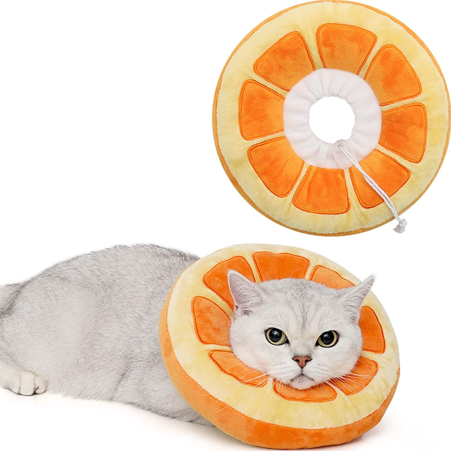ANWA Adjustable Cat Cone Collar Soft, Cute Cat Donut Collar after Surgery, Kitten Recovery Cones to Stop Licking
