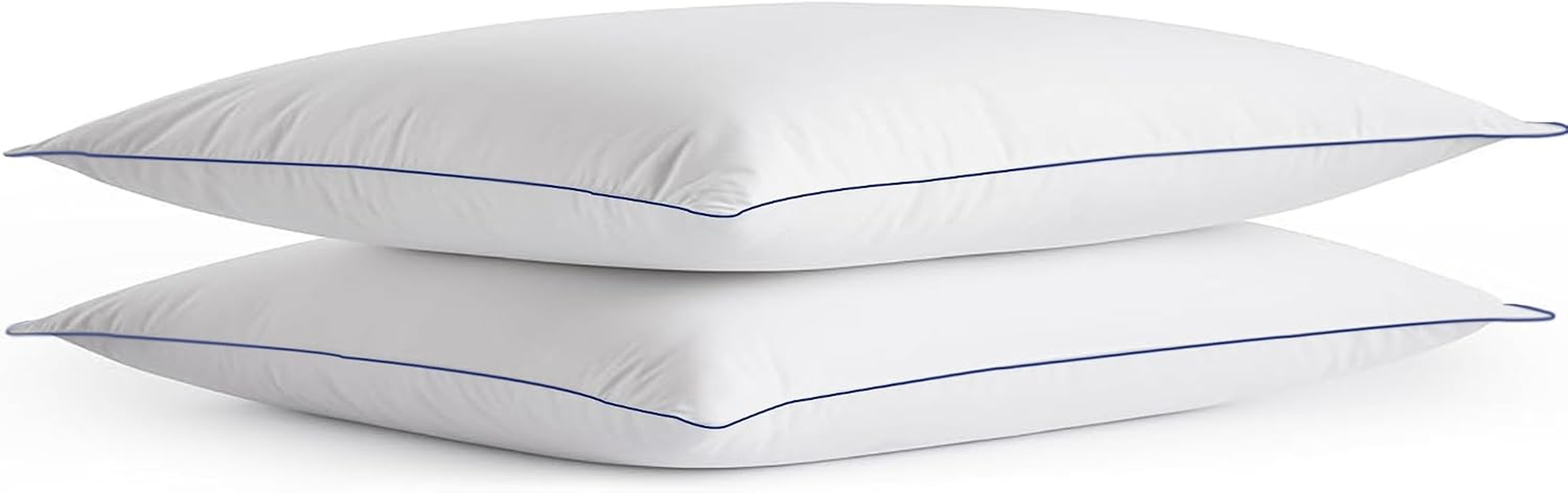 Flat Soft Thin Pillows Standard Size Set of 2 Pack Bed Pillow with down Alternative Fill for Side Back Stomach Sleepers, 20X26 Inches, White