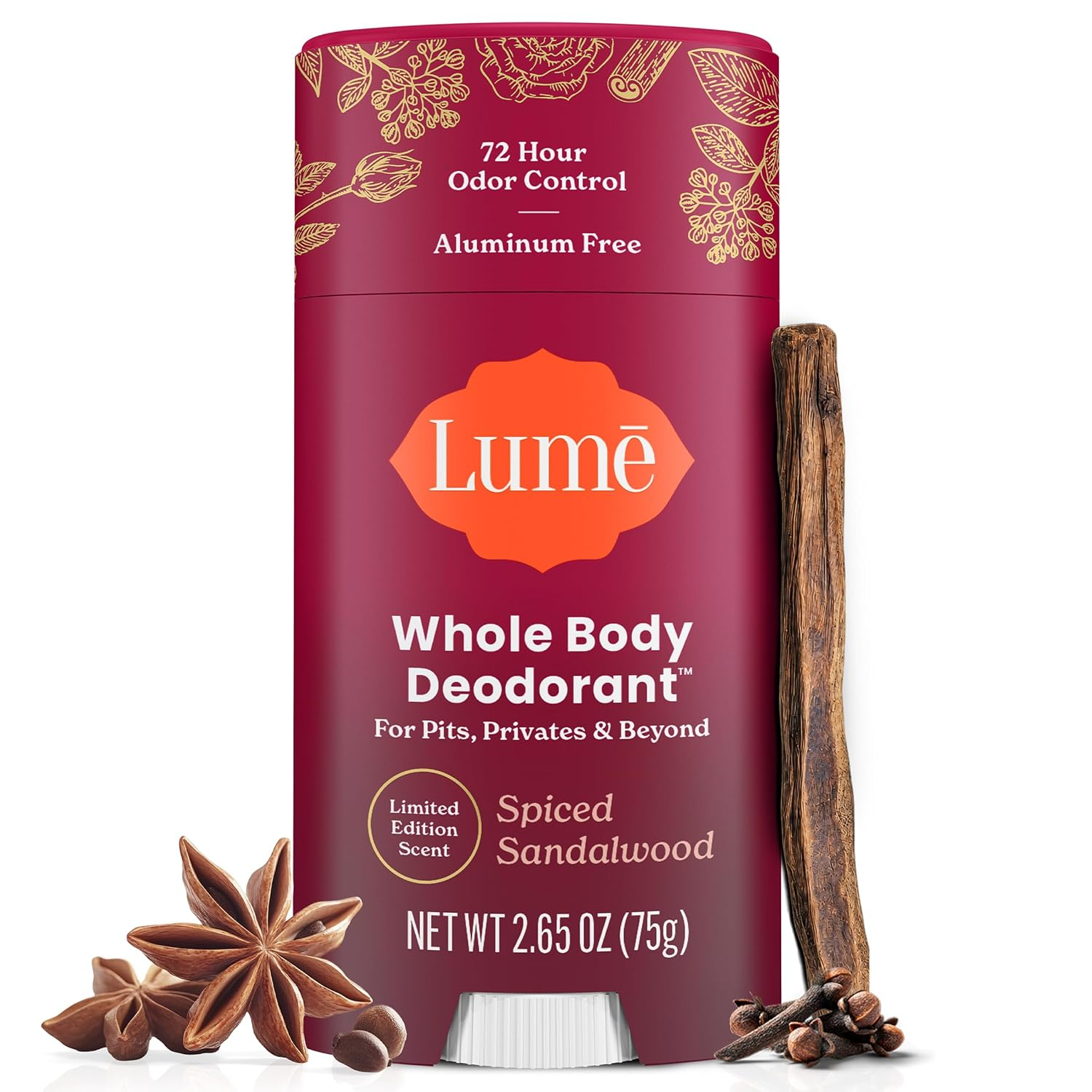 Lume Whole Body Deodorant - Solid Stick - 2.6 Oz (Spiced Sandalwood)