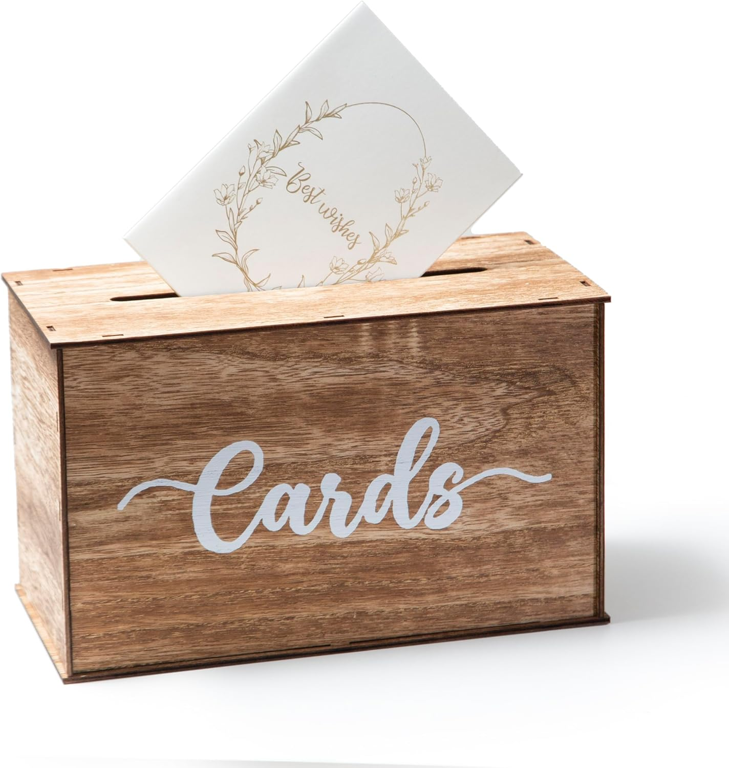 Rustic Wedding Card Box for Reception, Wooden Card Box with Slot for Wedding Decor Party, Birthday, Bridal Shower, Baby Shower and Graduation Party