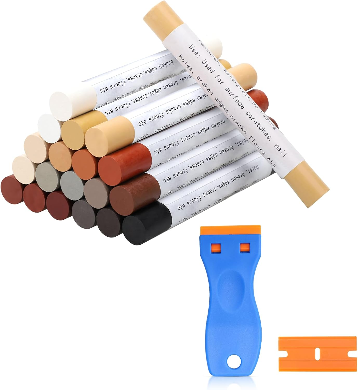 Möbelreparatur Wachsmalstifte, 20 Farben Weichwachskittstangen, Laminat Reparaturset Möbel Reparatur Set Zum Auffüllen Und Reparieren Von Kratzern Und Löchern Auf Möbeln Und Anderen Holzoberflächen