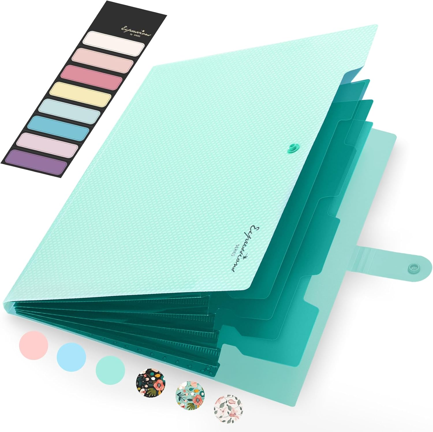 School Supplies File Folder, Letter Size Accordion File Organizer, Expanding File Folder for Document, Portable Paper Organizer for Office-Green