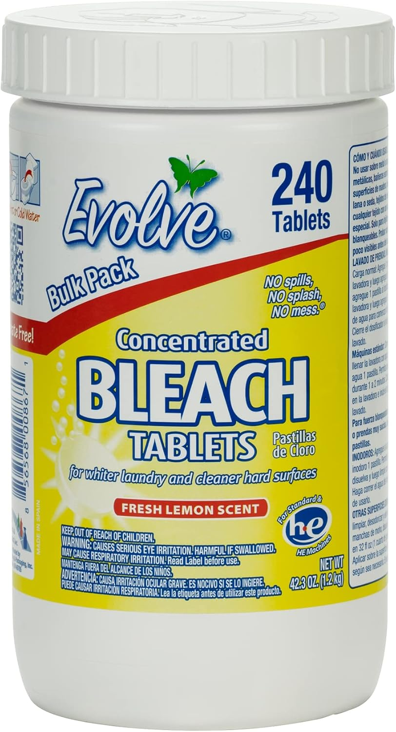 Concentrated Bleach Tablet Bulk Size 240 Tablets 1 Pack Fresh Lemon