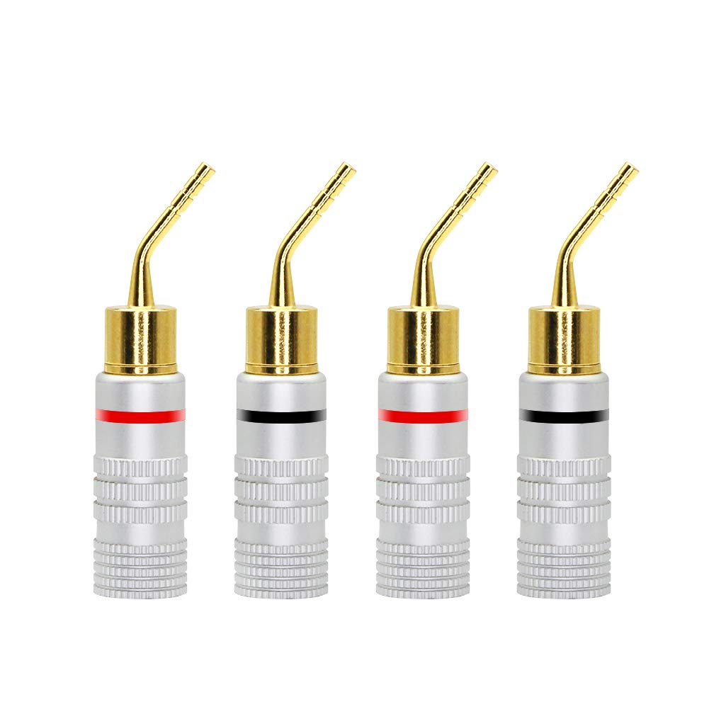 CERRXIAN Gold Plated 2Mm Banana Plug Screw Type Audio Speaker Pin Plugs Cable Connector Adapter(4Pcs)