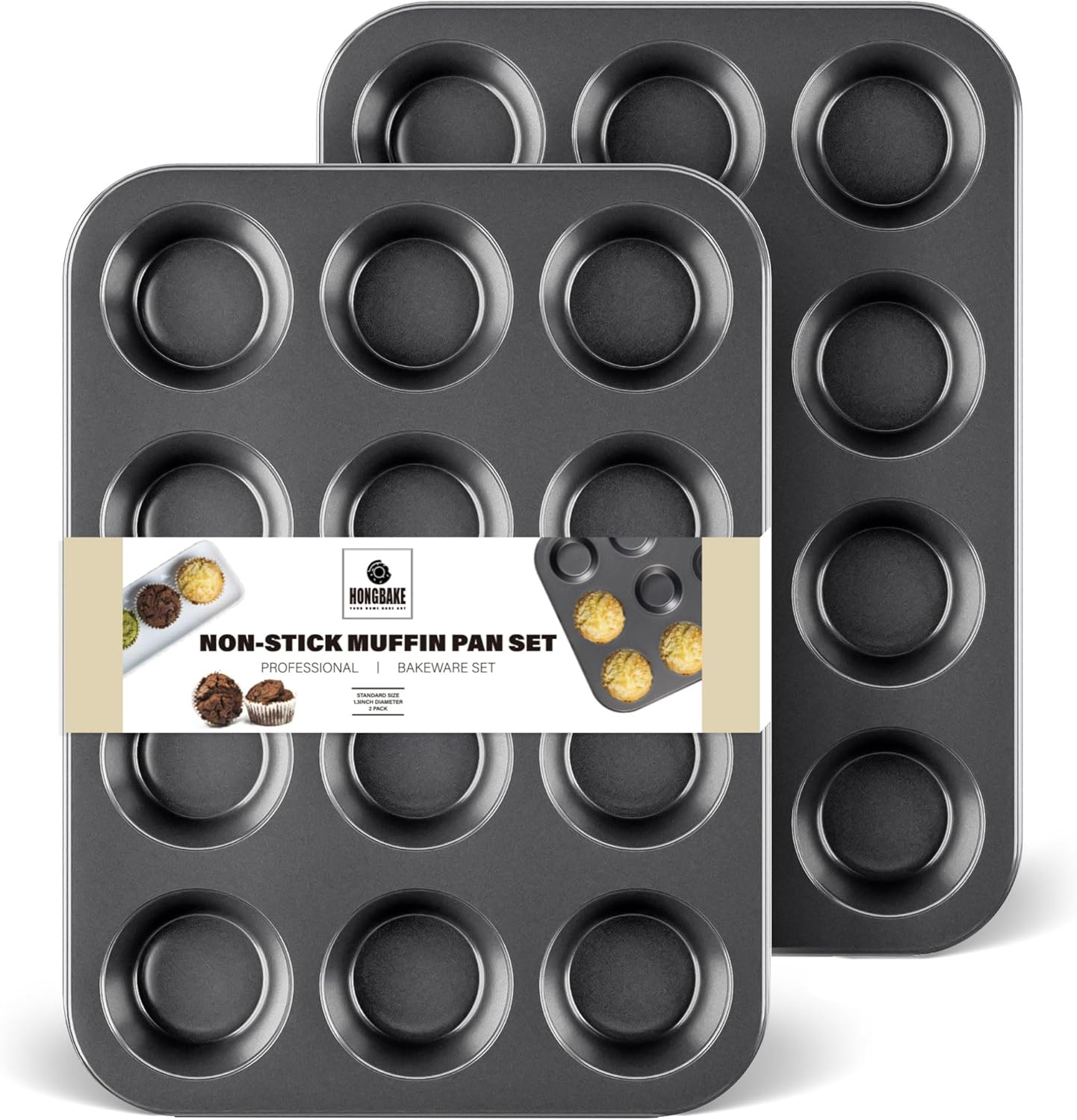 Muffin Pan for Baking, Nonstick Cupcake Tin 12 Cup, Pack Cup - Main Image