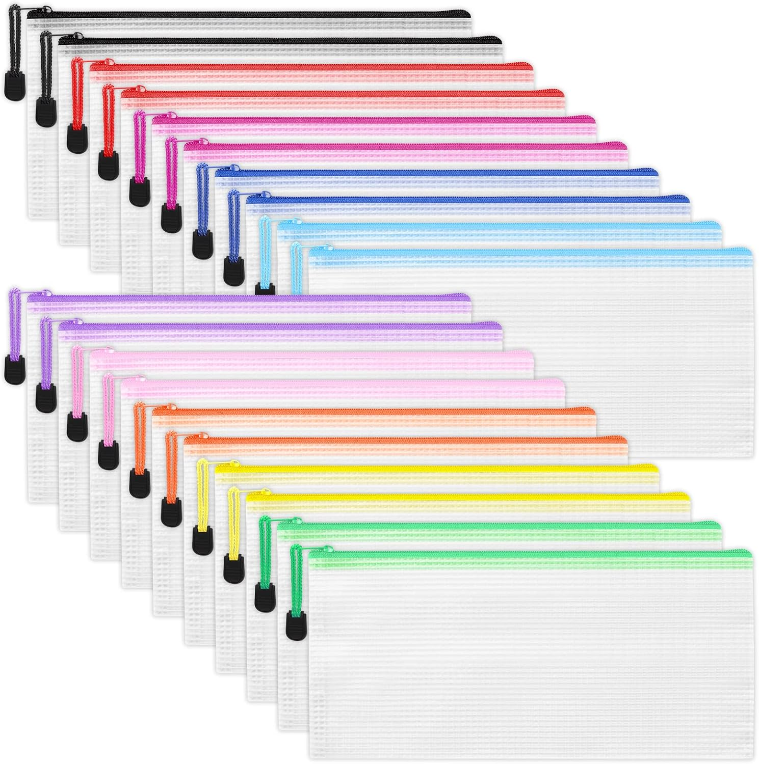 Pencil Pouches 20Pcs 9.5X4.5 Inches Small Mesh Zipper Pouch in 10 Colors for Travel Storage Cosmetics and Office Supplies Storage