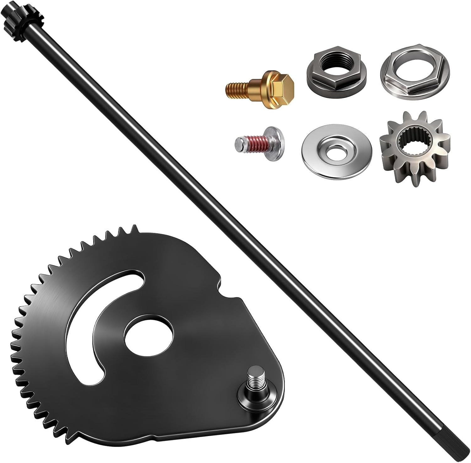 Steering Shaft & Sector Gear Kit for MTD Troy Bilt 753-04517 738-0919 738-0919A, with 948-0389 710-1309 Steering Rod Cap, Screw and 941-0656A 741-0656A Pinion Gear & Bushing