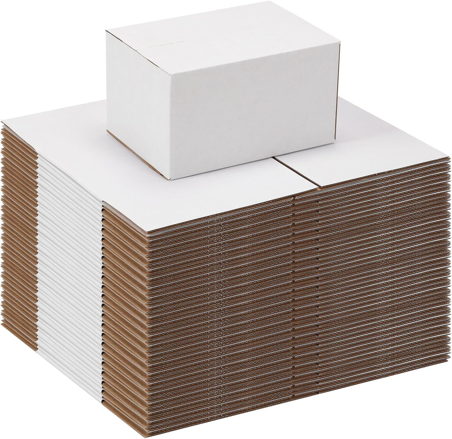 7X5X4 Shipping Boxes Set of 40, Kraft Corrugated Cardboard White Box Small Business Boxes Mailers for Packaging, Moving, Packing