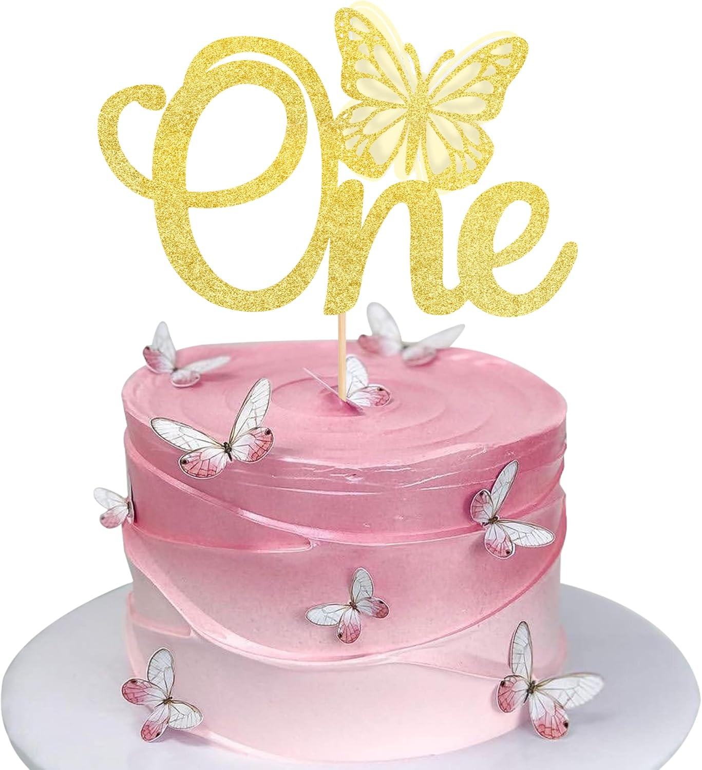 SYKYCTCY 1 Pack Butterfly One Cake Topper Glitter Butterfly 1st Birthday Cake... - Picture 9 of 13