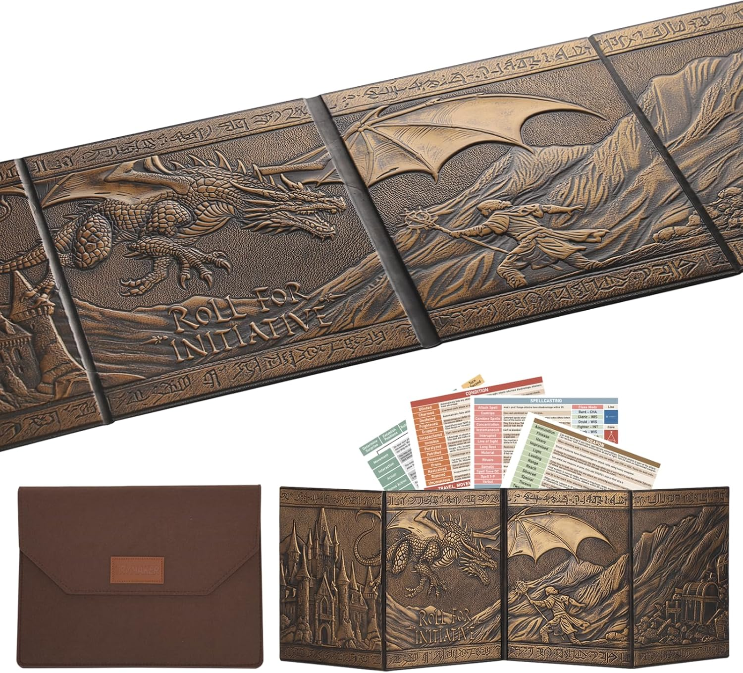 Trymaker Dm Screen, DND 5E Dungeon Master Screen Faux Leather, Gm Screen, D&D Dungeons and Dragon Accessories Gift