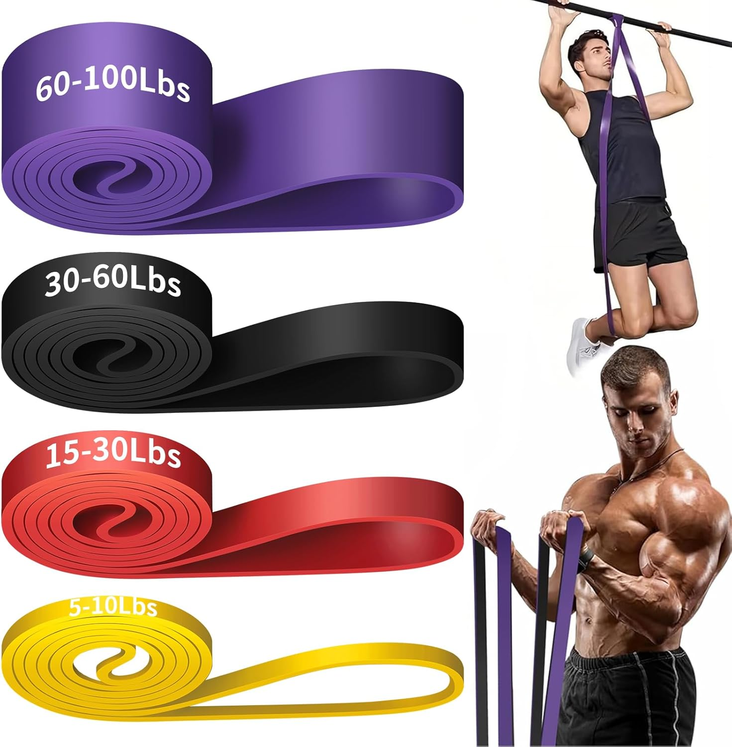 Alllvocles Resistance Band, Pull up Bands, Pull up Assistance Bands, Workout Bands, Exercise Bands, Resistance Bands Set for Legs, Working Out, Muscle Training, Physical Therapy, Shape Body, Men Women