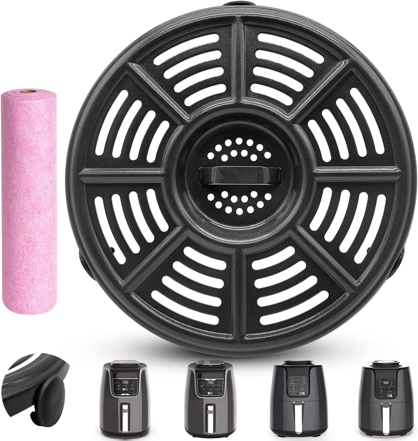 Air Fryer Accessories for Ninja AF101 4 QT AF161 Max XL AF150 XL 5.5 Quart Air Fryers, 8.2'' round Food Grade Air Fryer Grill Pan Grill Plate Crisper Plate Replacement Parts Tray Rack