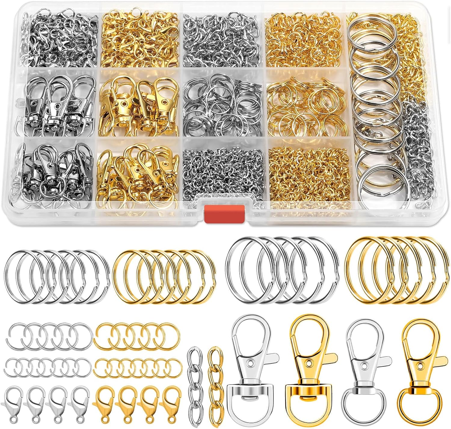 990PCS Keychain Making Kit, Keychain Craft Supplies Including Key Chain Hooks, Lobster Clasps, Key Rings and Jump Rings for Key Chain Making and Jewelry Making