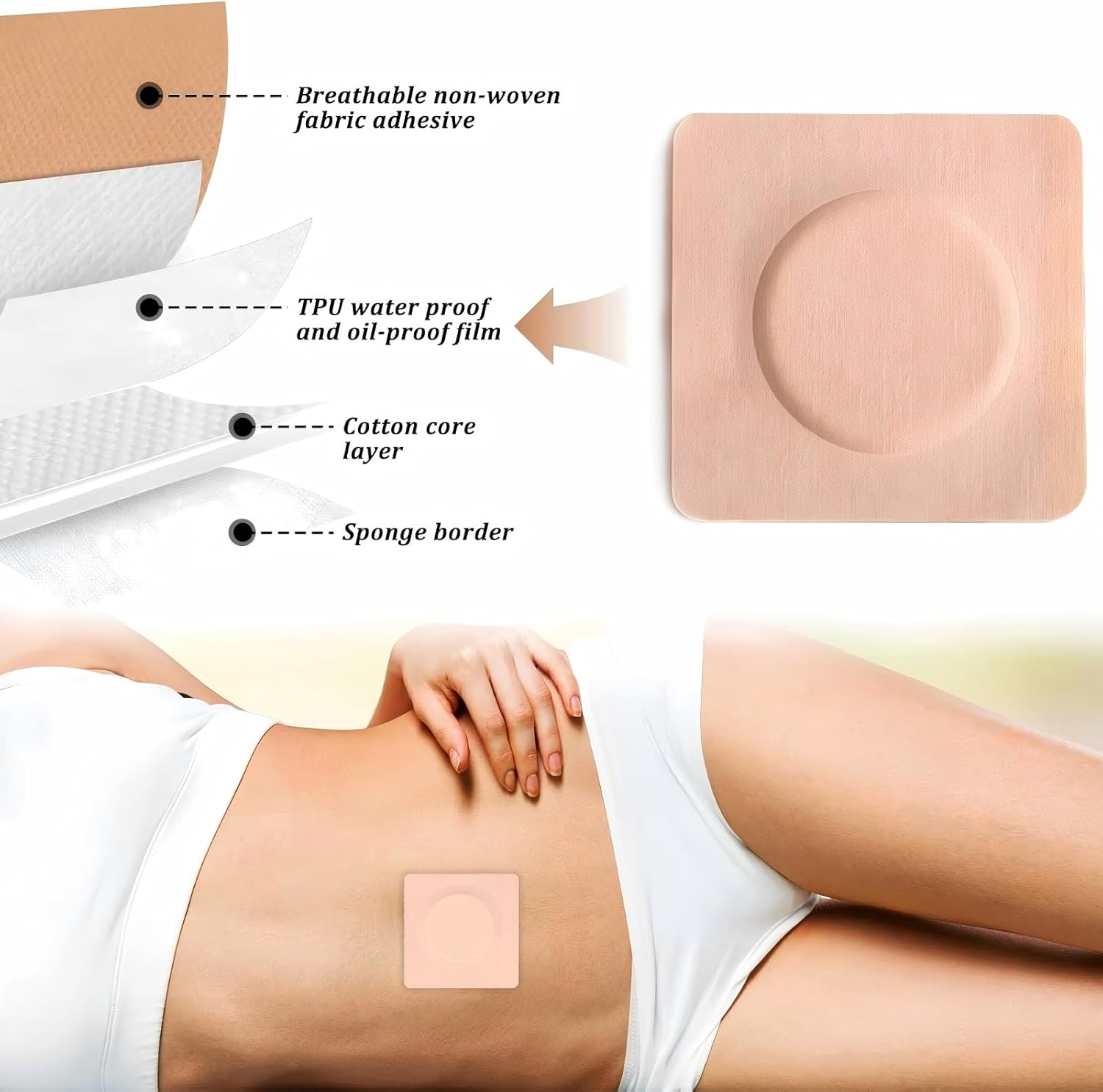 100 Pcs Castor Oil Wrap Pads, 2 Inch Self Adhesive Sleep Patches Pack for Bel... - Picture 3 of 13
