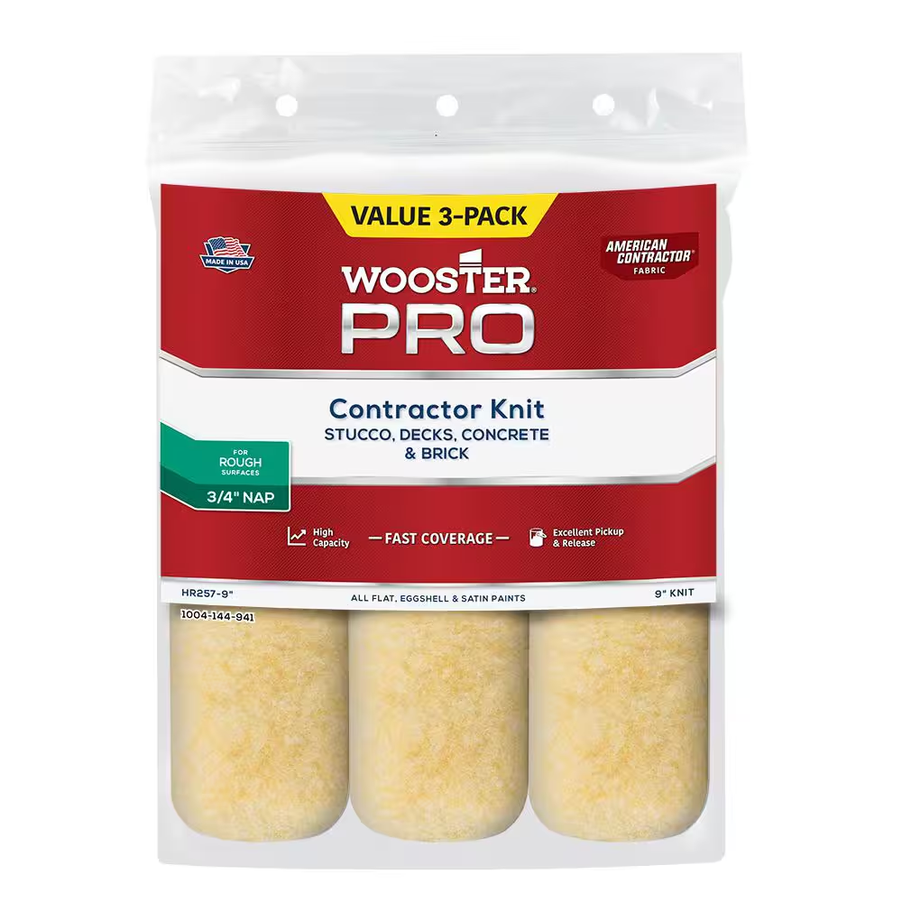 9 In. X 3/4 In. Pro American Contractor High-Density Knit Fabric Roller Applicator/Tool (3-Pack)