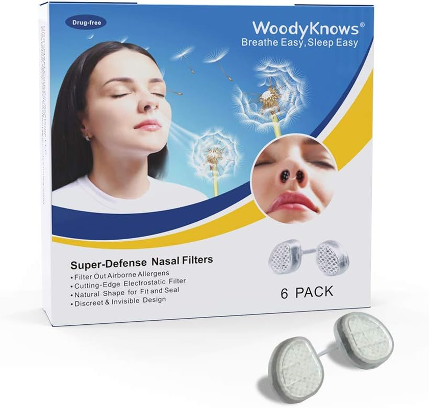 Woodyknows Super-Defense Nasal Filters, Seasonal Allergies and Industrial Pollution Aid, Public Transportation and Pet Grooming Protection (Round, S, 6 Pack)