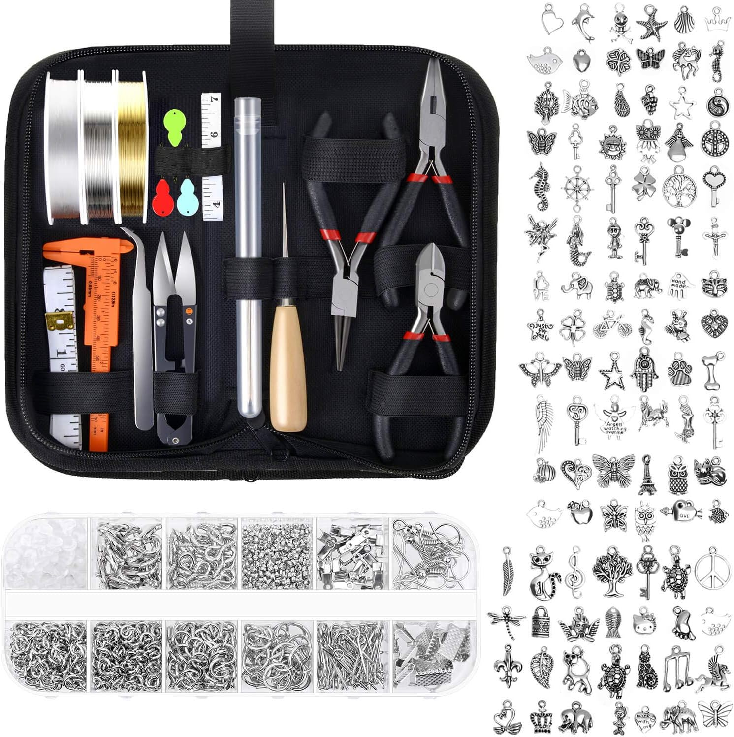 Jewelry Making Kit with Tools, Wires, Charms and Findings for Jewelry Making and Repair