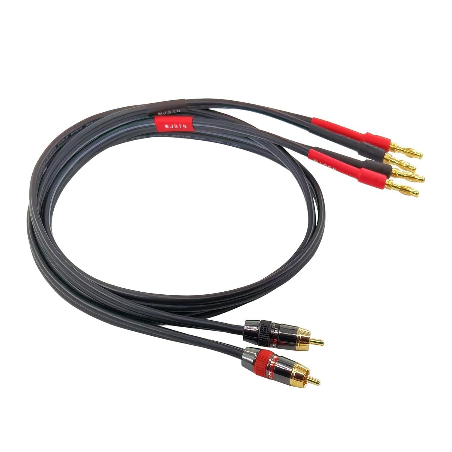 WJSTN Banana Plug to RCA Speaker Cable Banana Plug to RCA Speaker Cable 12AWG Cables,2Pack (2FT)