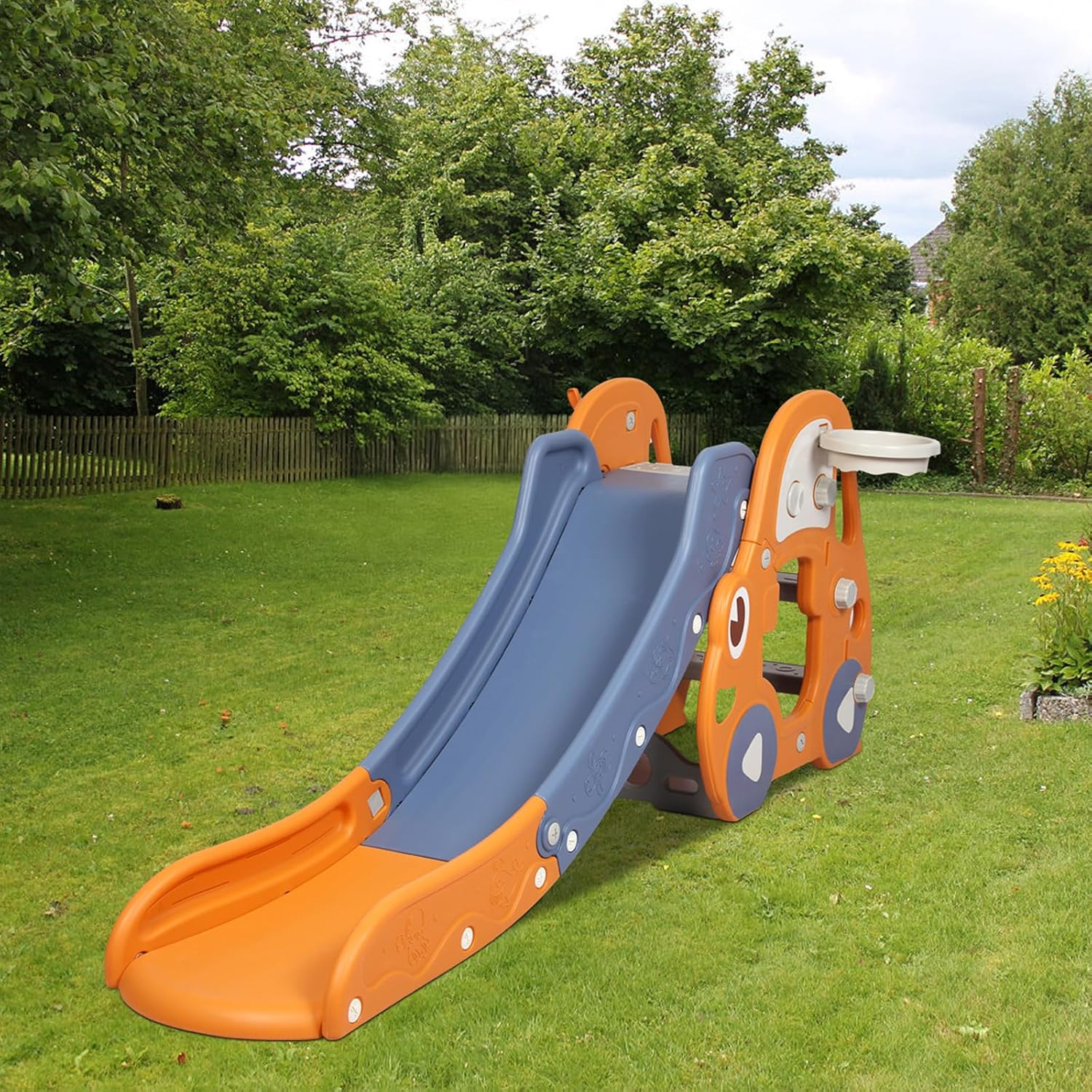 Bopeep 3 in 1 Kid Slide Set, with Climber Steps Basketball Hoop Indoor Outdoo... - Picture 2 of 14