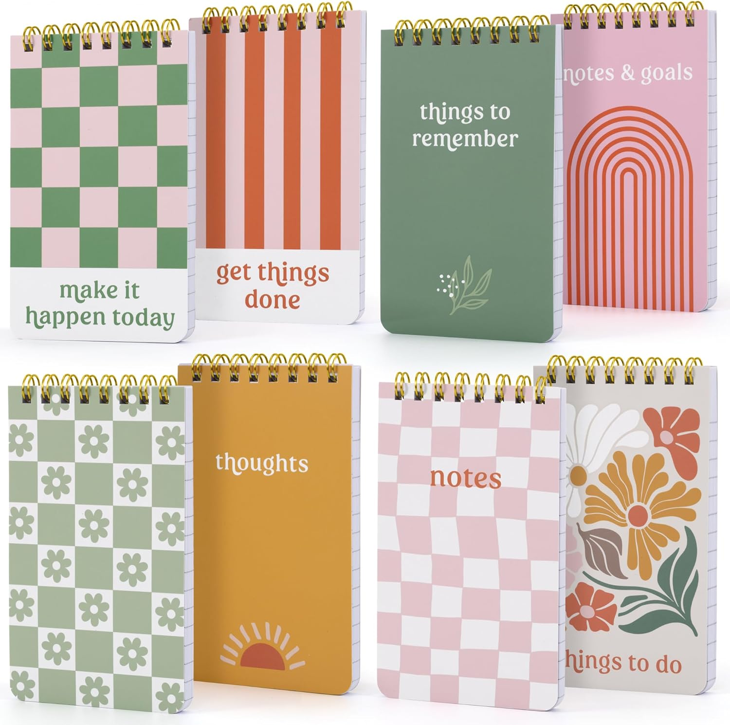 Aesthetic Pocket Notebooks Set of 8 - Small 3X5 Spiral Notepads with Lined Pages for Women - the Perfect Little Mini Pads to Stay Organized and Boost Productivity at Work or School