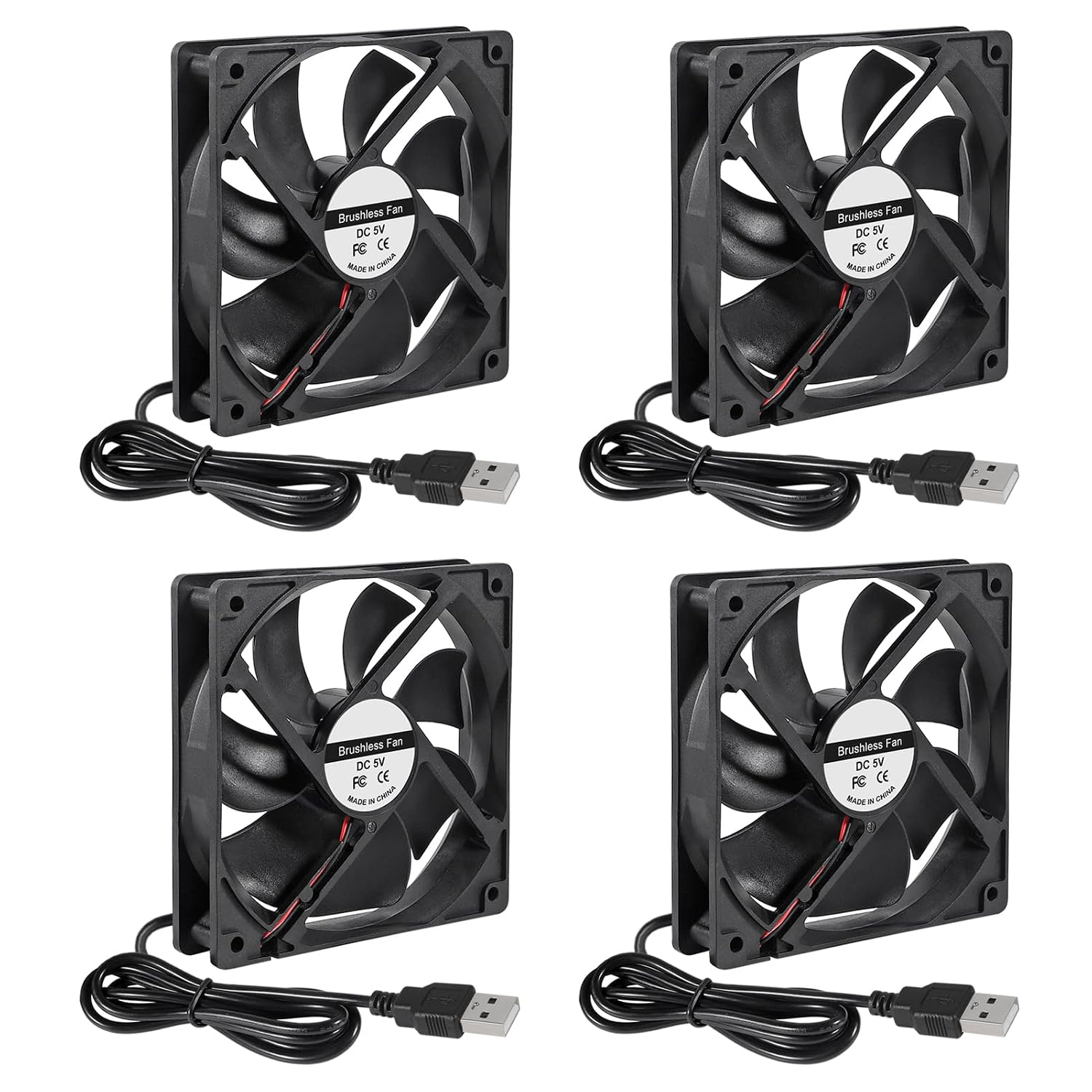 4Pcs 120Mm USB Brushless Cooling Fan 5V DC Quiet Mini Computer Appliance Fan