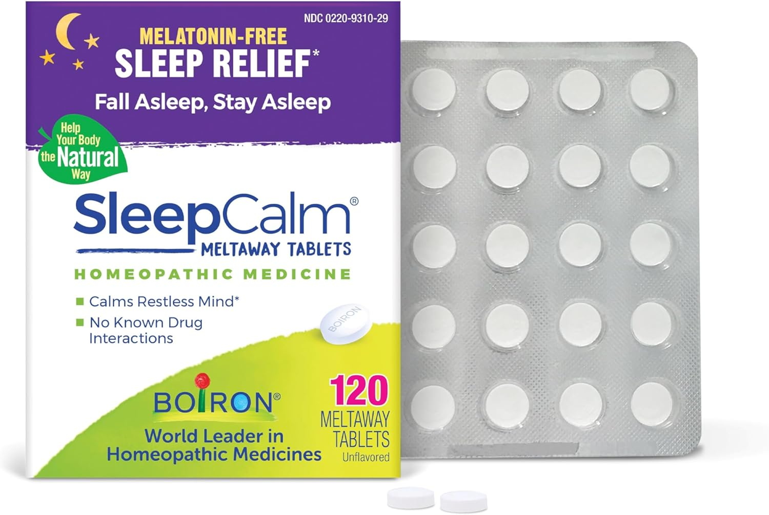 Boiron Sleepcalm Tablets Sleep Aid for Deep, Relaxing, Restful Nighttime Sleep - Melatonin-Free and Non Habit-Forming - 120 Count
