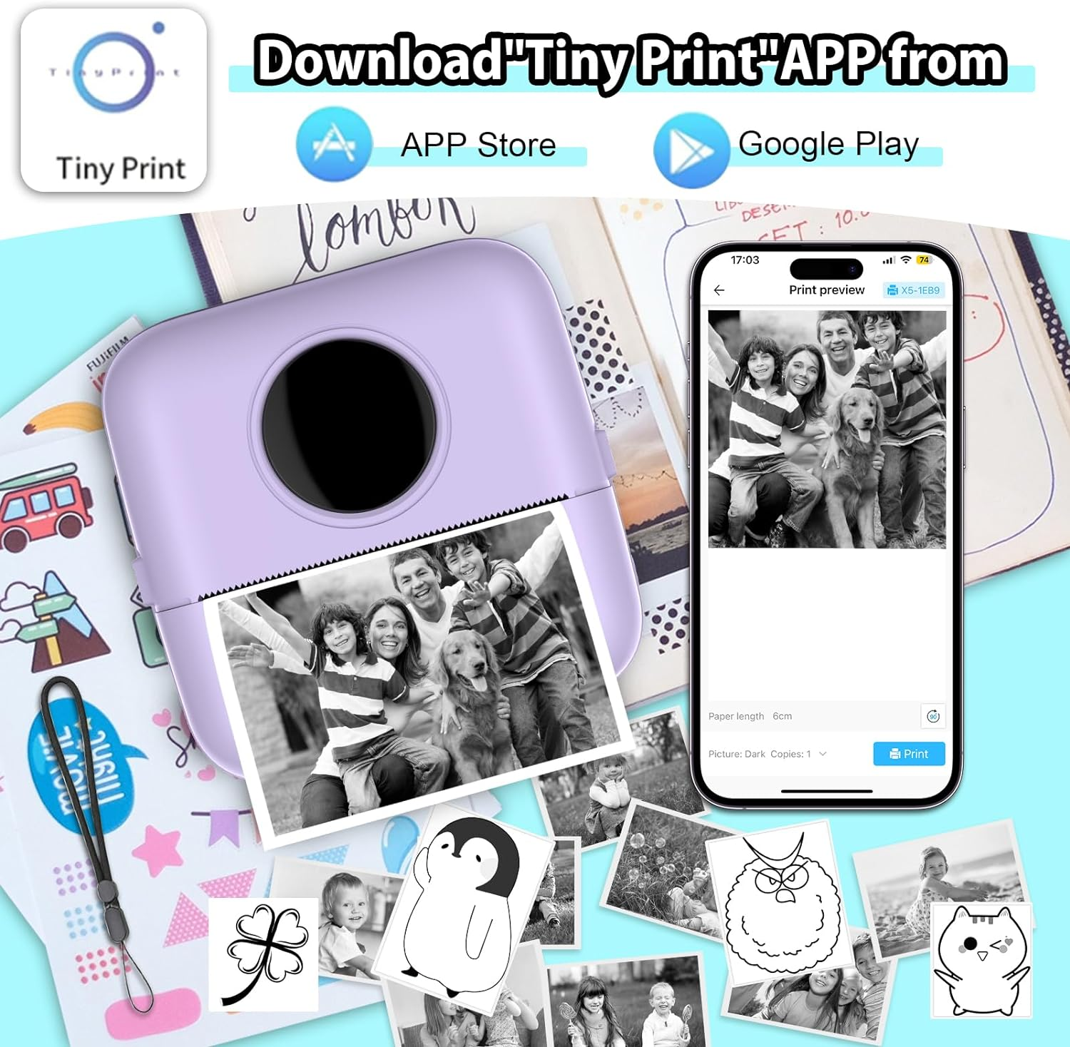 HuiJuKeJi Mini Sticker Printer Bluetooth Smart Pocket Inkless Thermal Printer... - Picture 3 of 14