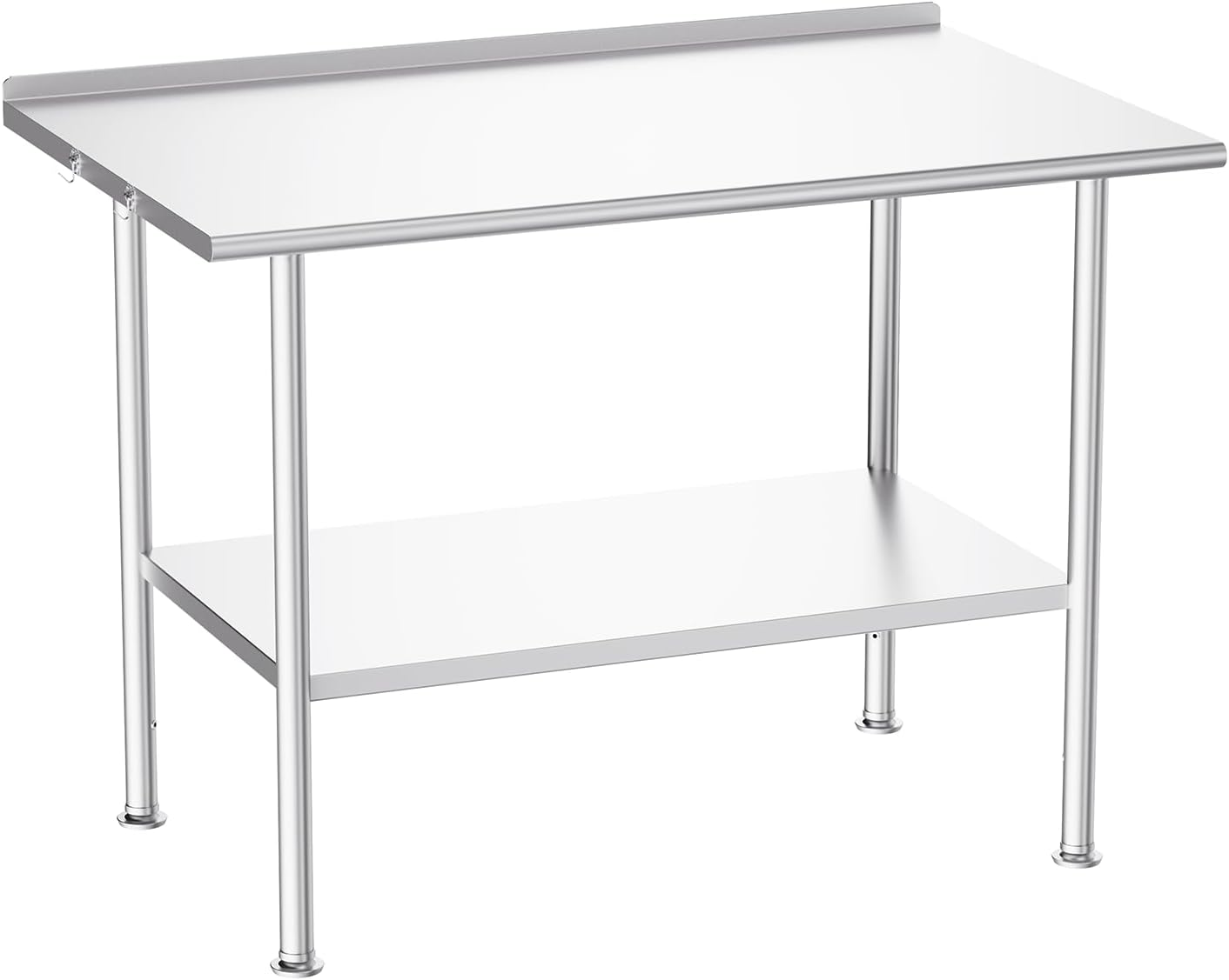 All-Stainless Steel Prep Table, 30 X 48 Inch, with Rounded-Corner Backsplash and Adjustable Undershelf, Heavy-Duty for Outdoor Use,Restaurants,Hotels,Workshops,Kitchens,Gardens, and Garages