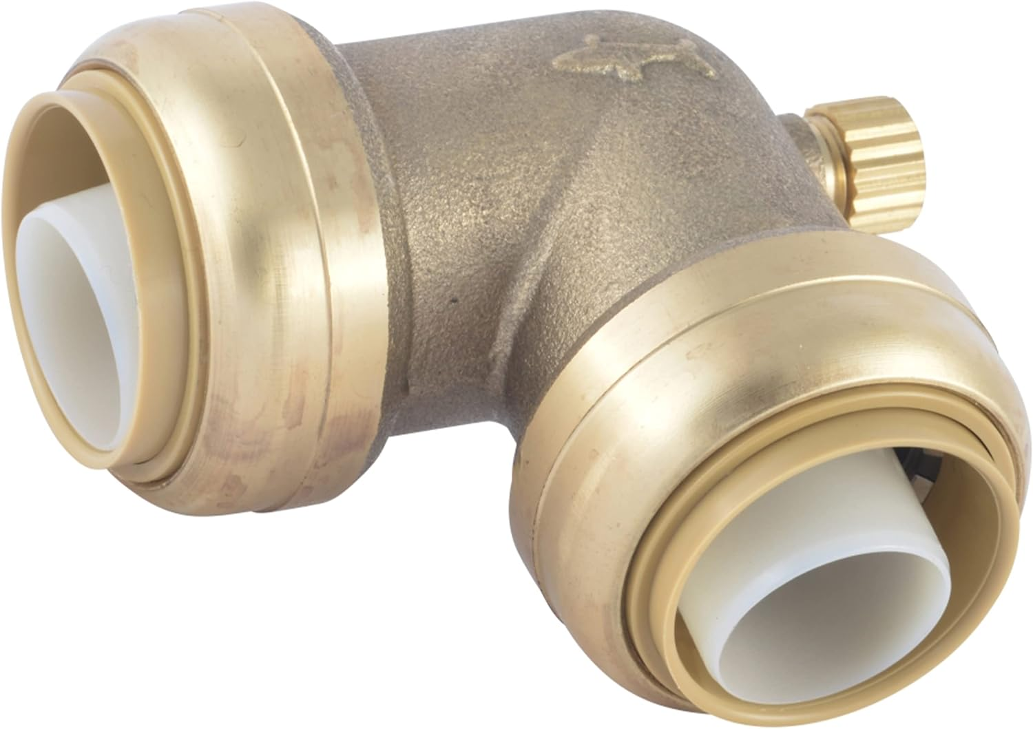 1 Inch 90 Degree Elbow with Drain Vent, Push to Connect Brass Plumbing Fitting, PEX Pipe, Copper, CPVC, PE-RT, HDPE, U5260LFA