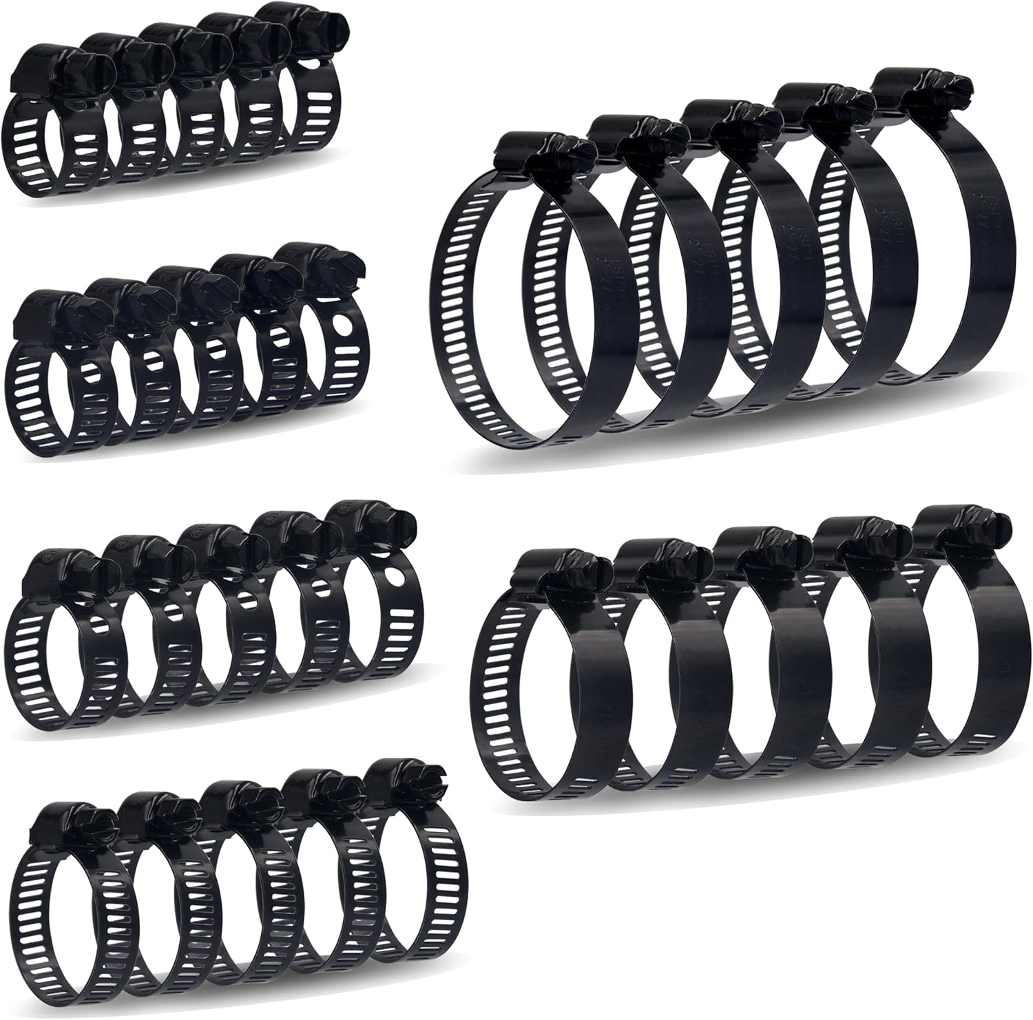 ISPINNER 30Pcs Black Hose Clamps 6-51Mm(1/4