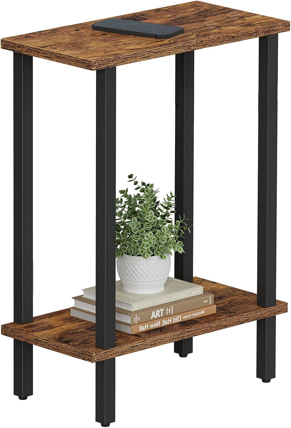 Small Side Table, Narrow End Table, Skinny Sofa Table, Slim Nightstand, Couch Table, Living Room, Bed Room, Brown TB01BB062