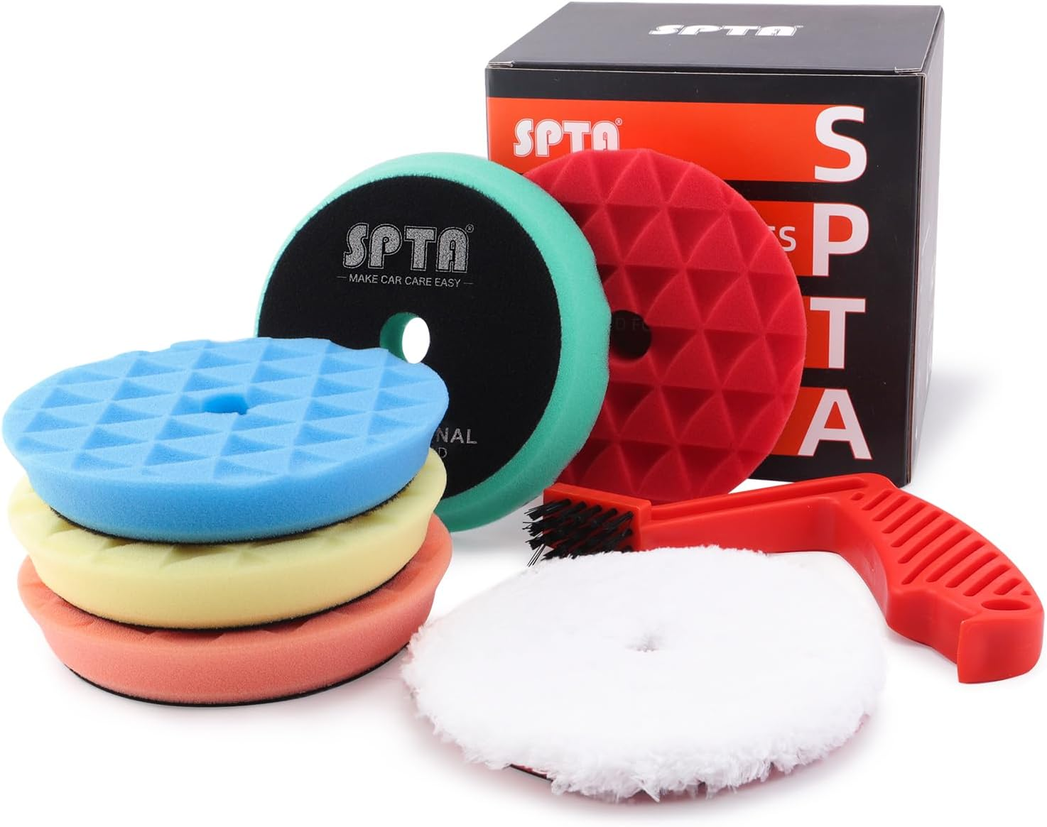 Polishing Pads, 5Pc 6 Inch 150Mm Orbital Buffer Polisher Pads and 1Pc Microfiber Buffing Pads, Foam Polish Pad for Compounding, Polishing and Waxing, for 6''/150Mm Backing Plate Car Polisher -TPPMIX