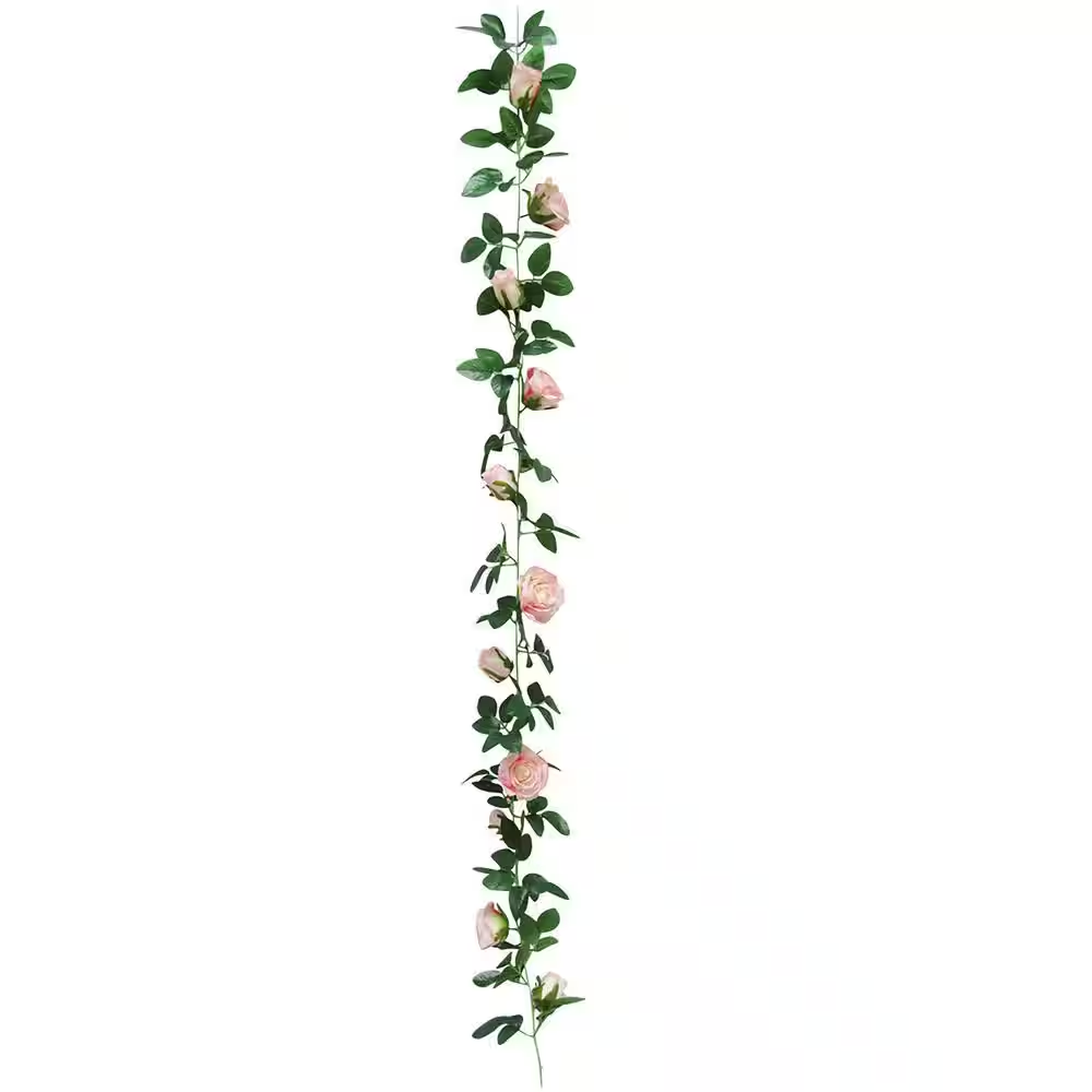 6 Ft. Blush Pink Artificial Rose Flower Garland Hanging Vine