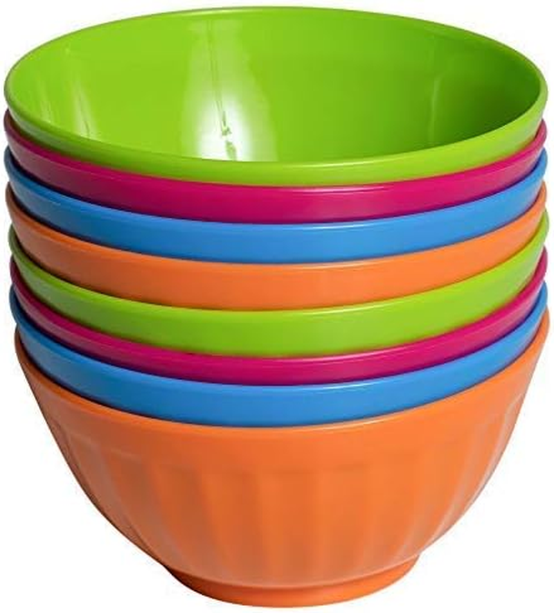 6 Inch Plastic Bowls Set of 8-28 Ounce Large Plastic Cereal Bowls Microwave Dish