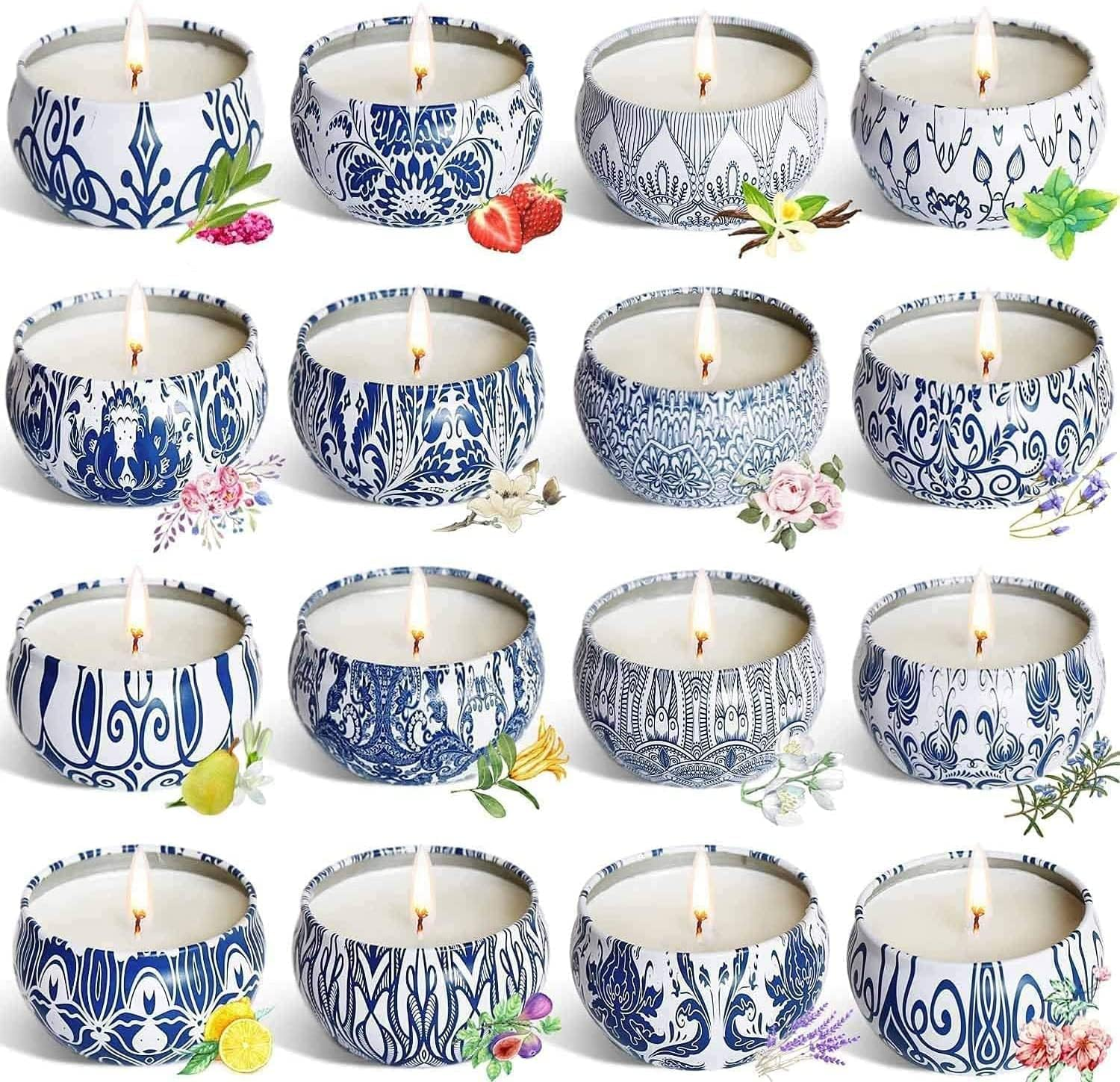 Scented Candles Gifts Set 16 Pack Soy Wax Travel Tin Jar Candles for Home 2.5 OZ Scented Candles for Mom for Christmas, Birthday, Thanksgiving, Mother'S Day