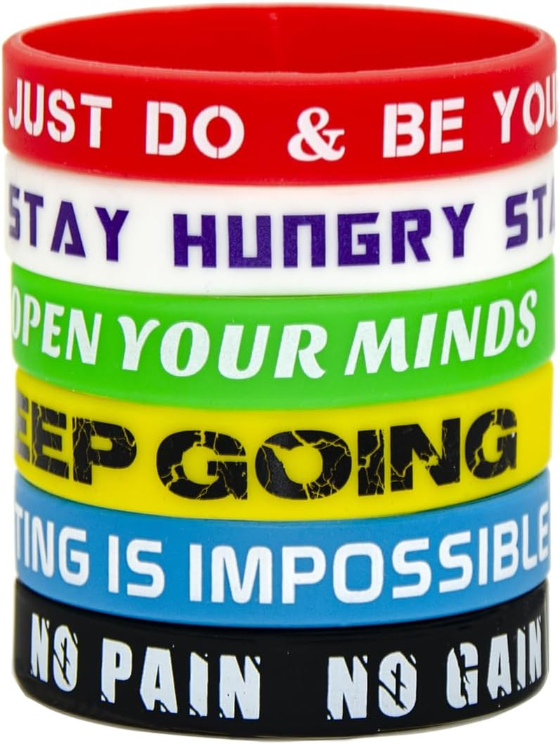 Inspirational Rubber Silicone Bracelets Wristbands,Messages of Motivation and Inspiration,Gifts for Men Ladies and Teens,For Rewards,Prizes,Parties,Events