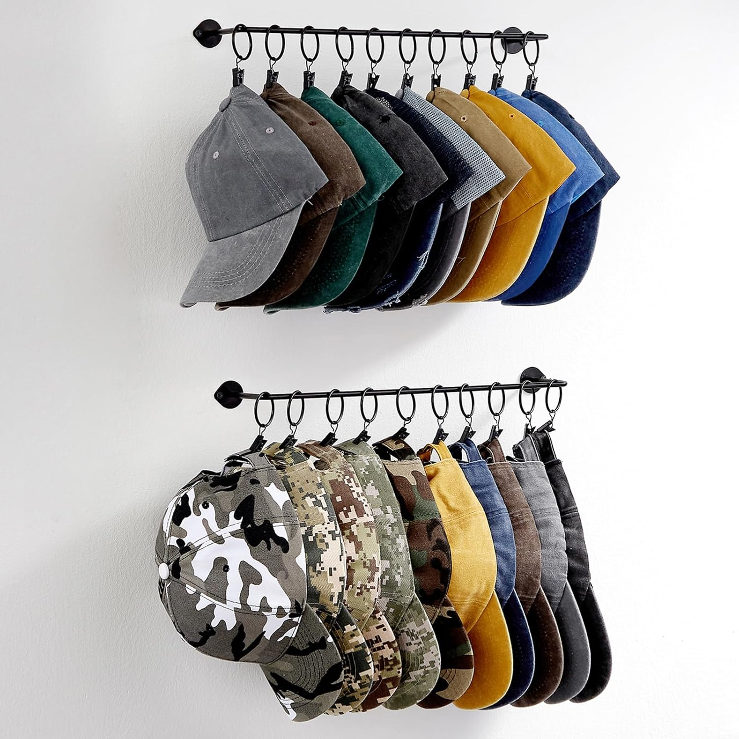 2 Set Hat Rack For Baseball Caps Wall Mounted Metal Organizer Wall Mounted Caps