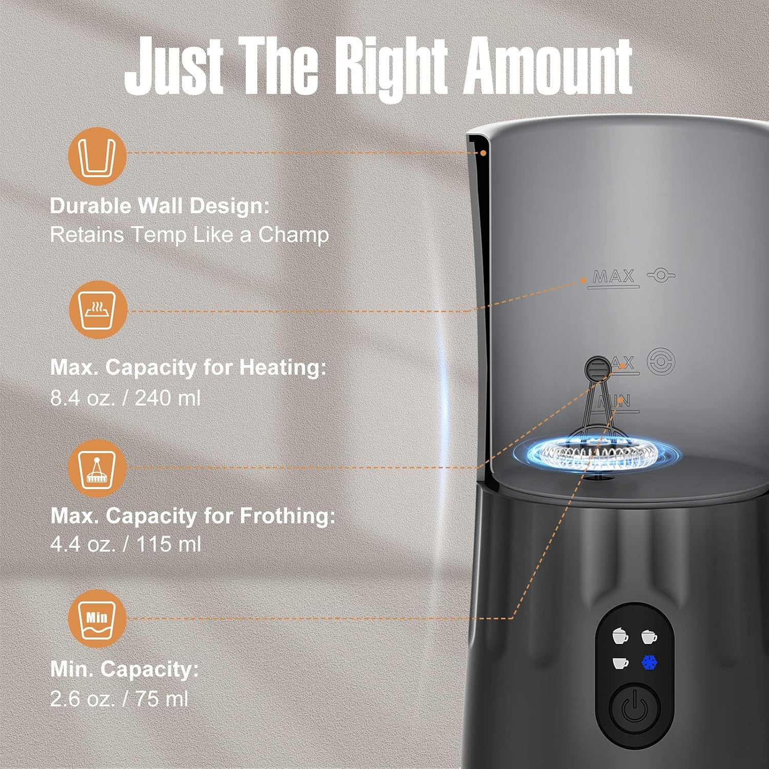 Ovetedot Milk Frother, 4-in-1 Milk Frother Electric, Hot and Cold Foam Maker ... - Picture 9 of 13