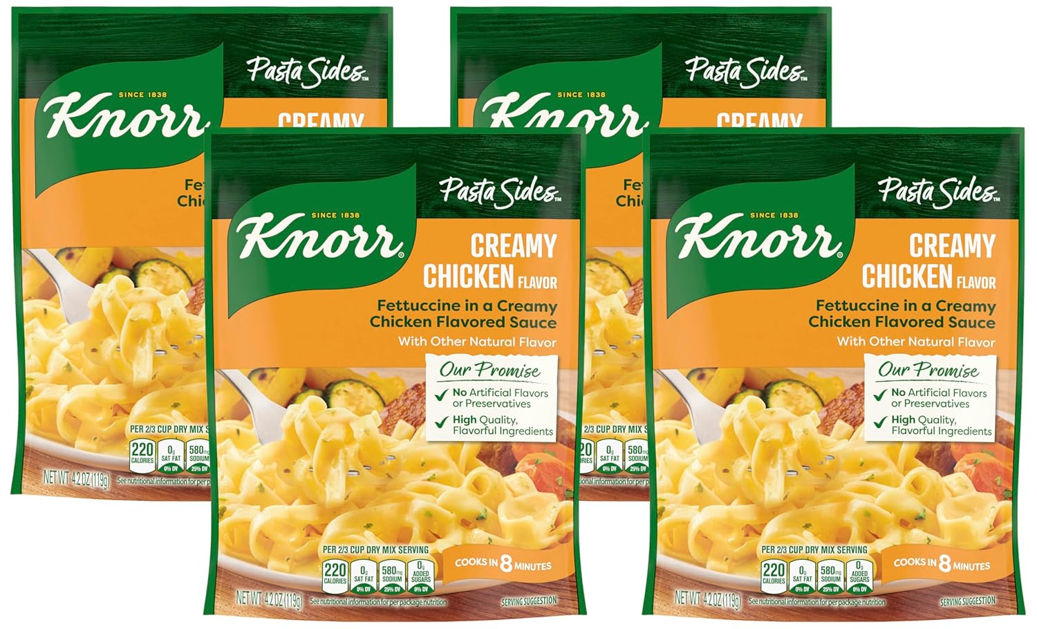 Pasta Sides Creamy Chicken for Delicious Quick Pasta Side Dishes No Artificial Flavors, No Preservatives, No Added MSG 4.2 Oz (Pack of 4)