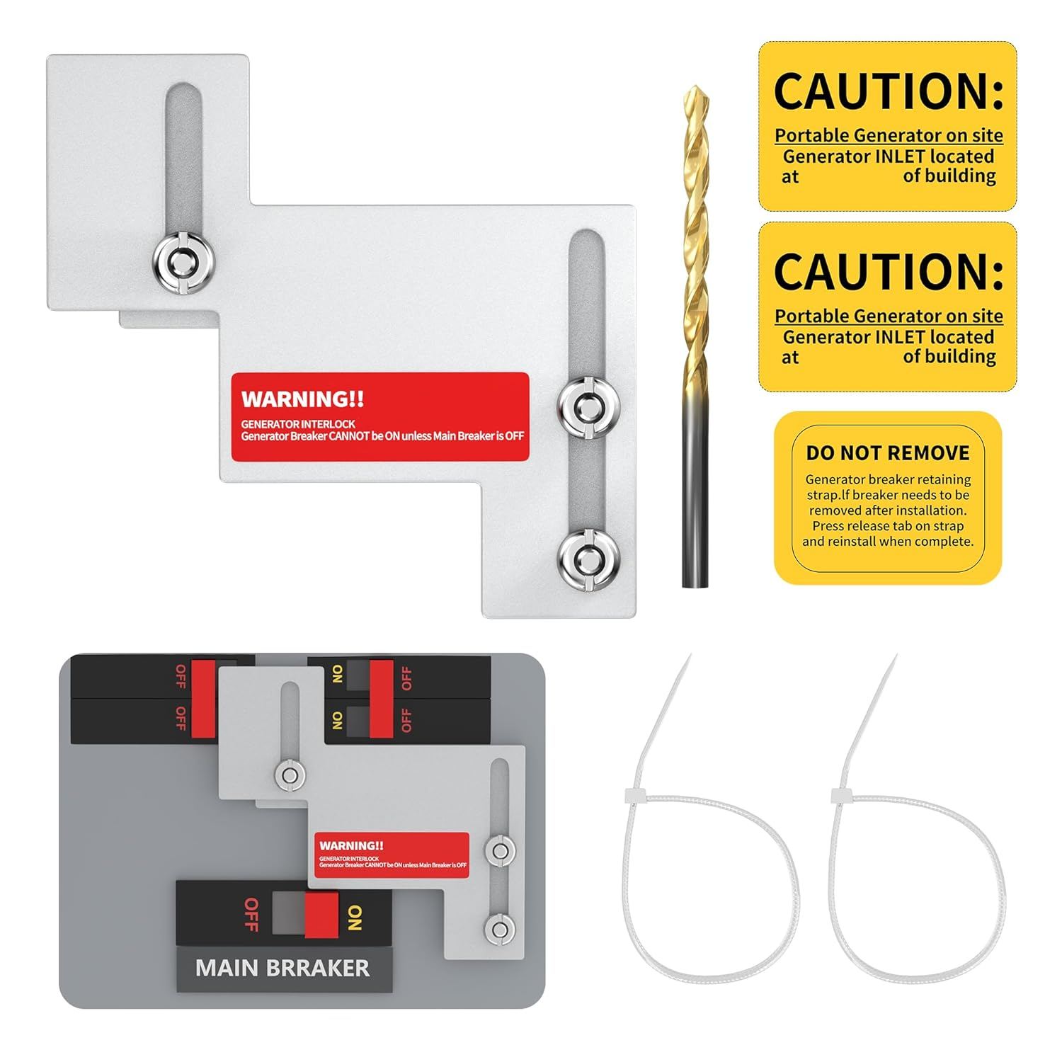 Generator Interlock Kit Compatible with Eaton Cutler Hammer Challenger BR-200 150 and 200 AMP Panel, Interlock Kit 1 1/4 to 1 1/2 Inch Spacing between Main and Branch Breaker