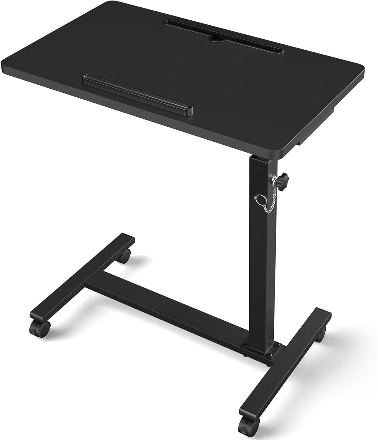 Adjustable Overbed Bedside Table, Hospital Bed Table with Wheels, Portable Rolling Desk, Mobile Small Standing Desk, Rolling Laptop Stand, Computer Cart