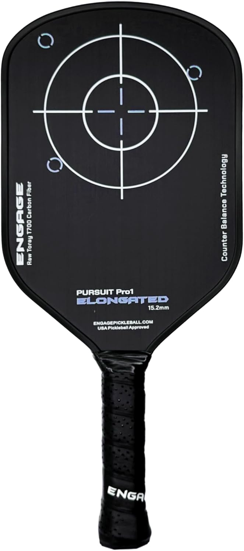 Engage Pursuit Pro1 Pickleball Paddle | Raw Carbon Fiber | Extreme Power, Spin & Dwell Time | Designed for Aggressive Power Players
