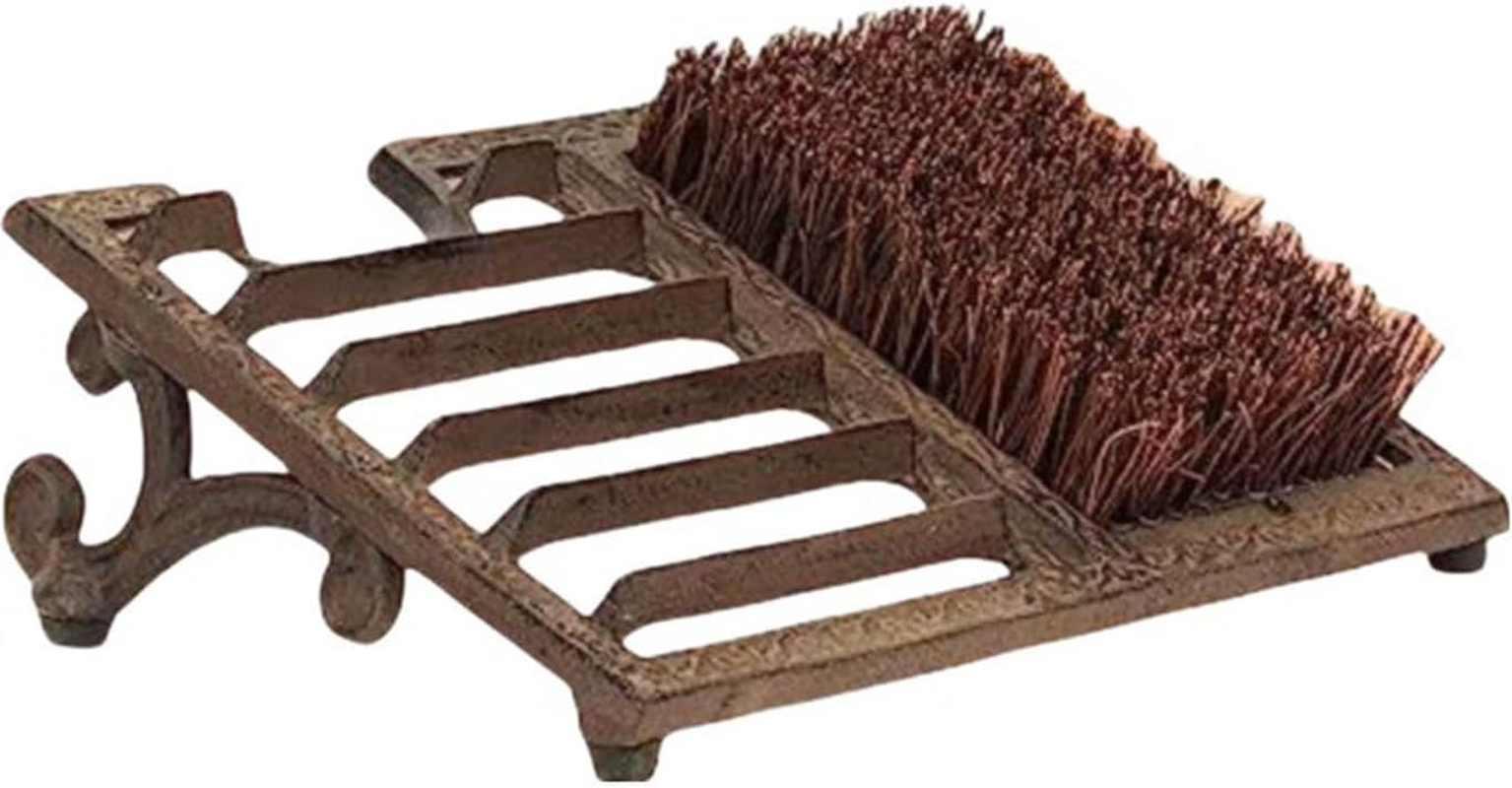 Cast Iron Boot Brush Scraper, Heavy Duty Boot Scrubber with Angled Design, Vintage Rustic Boot Scraper with Brushes for Outdoor Use