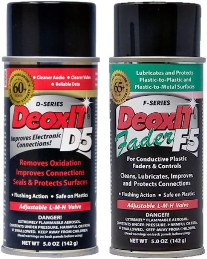 CAIG LABORATORIES Deoxit D5S6 Contact Cleaner and F5S-H6 Faderlube, 2-Pack - Cleans, Improves Conductivity, Lubricates & Protects Electrical Contacts - 5 Oz Each