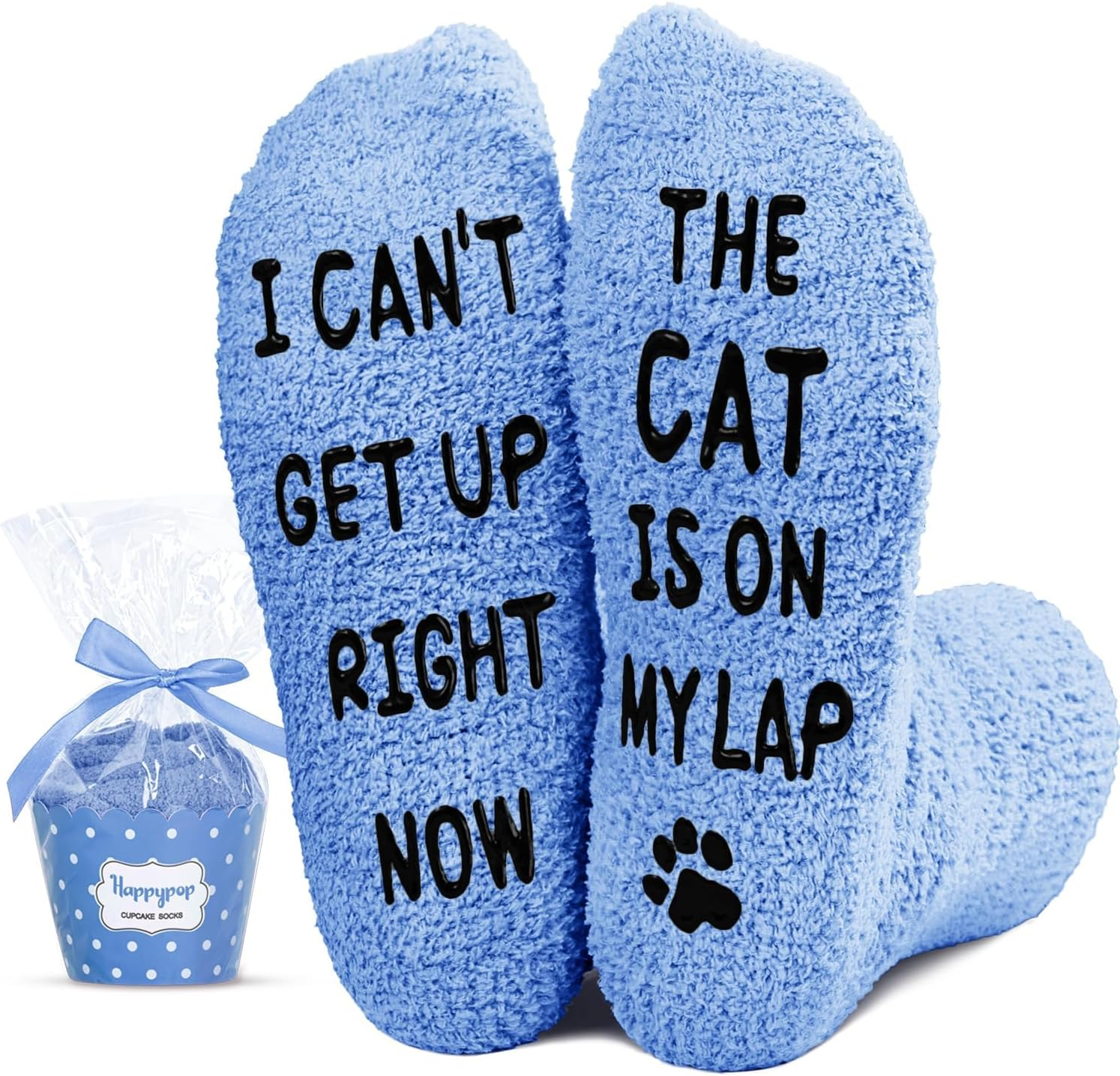 HAPPYPOP Cat Lover Gifts for Women Men - Funny Fuzzy Novelty Socks for Cat Mom Dad Animal Lovers