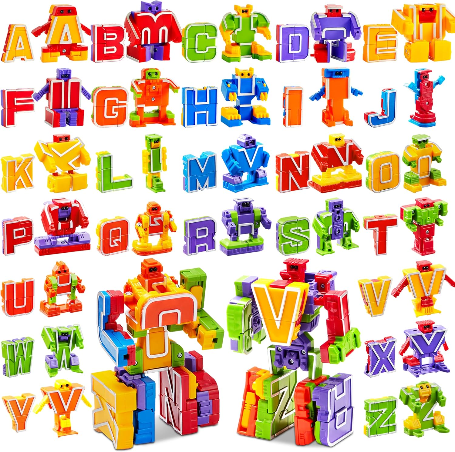 Alphabet Robots Toys for Kids, ABC Learning Toys, Alphabots, Letters, Toddlers Education Toy, Carnival Prizes, Easter Basket Stuffers, Treasure Box and Prize for Classroom