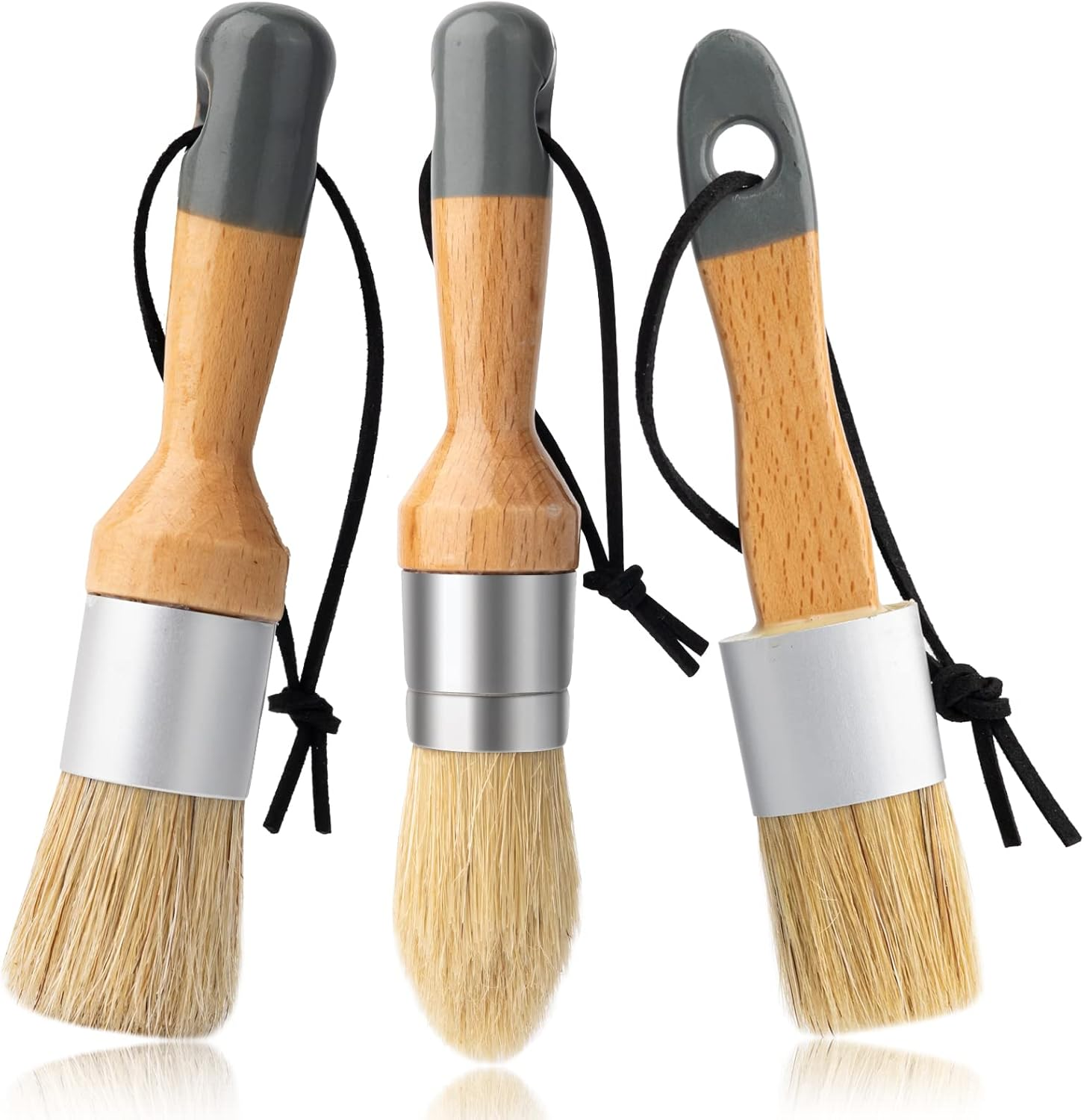 3 Pcs Chalk and Wax Paint Brushes Bristle Stencil Brushes for Wood Furniture