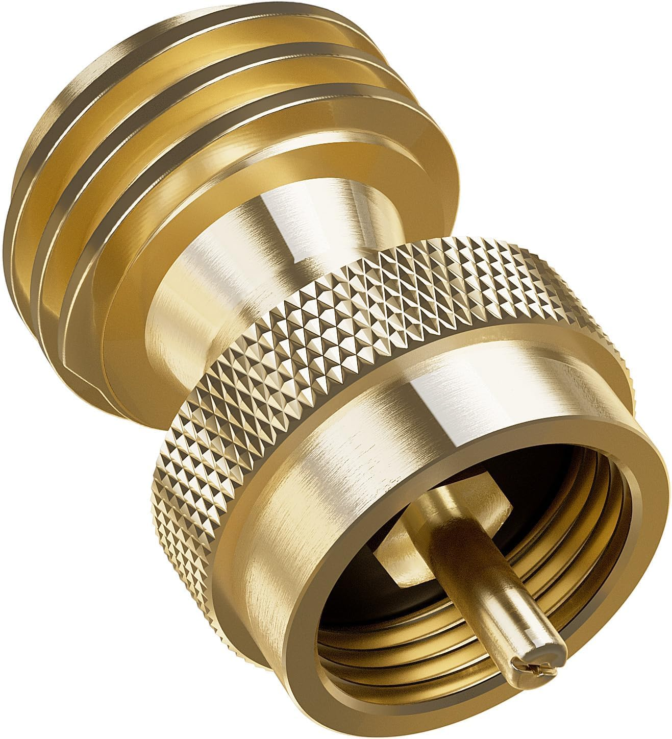 Propane Tank Adapter, 1 Lb to 20 Lb Converter, Hook Up Small Propane Tanks to BBQ Grill, 100% Solid Brass Construction